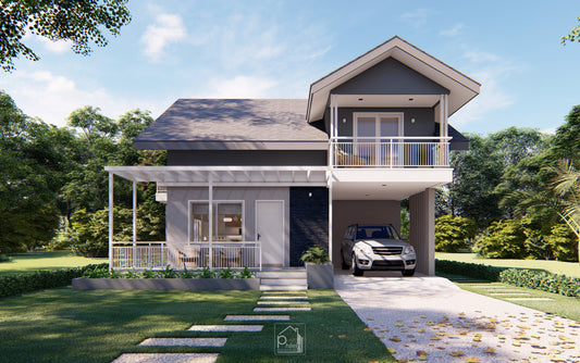 Lynx 4.0 Basic Kit | 120sqm Modern # bedroom Small House with Attic Floor Plan (Digital Download)