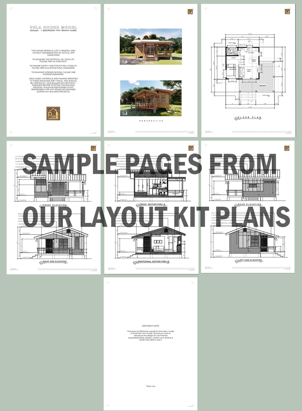 Norma Layout Kit | 26sqm Tiny Bahay Kubo with Loft | Modern Filipino Small House Floor Plan & Elevations (PDF Download)