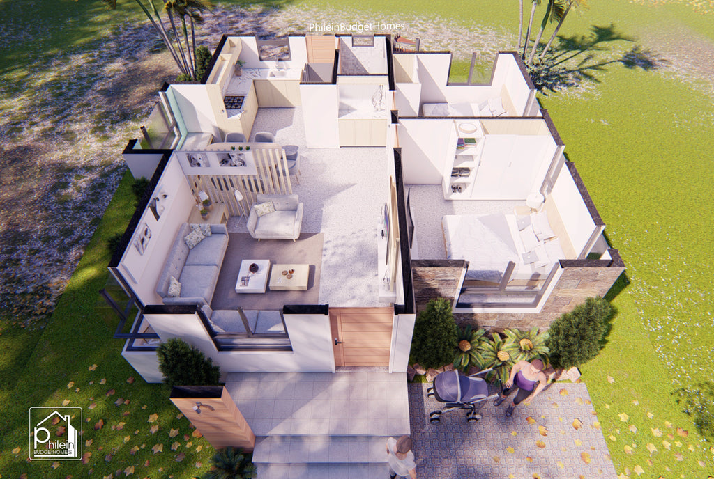 Lotus Basic Kit | 64sqm Two Bedroom Small House with Roof Deck Floor Plan (Digital Download)