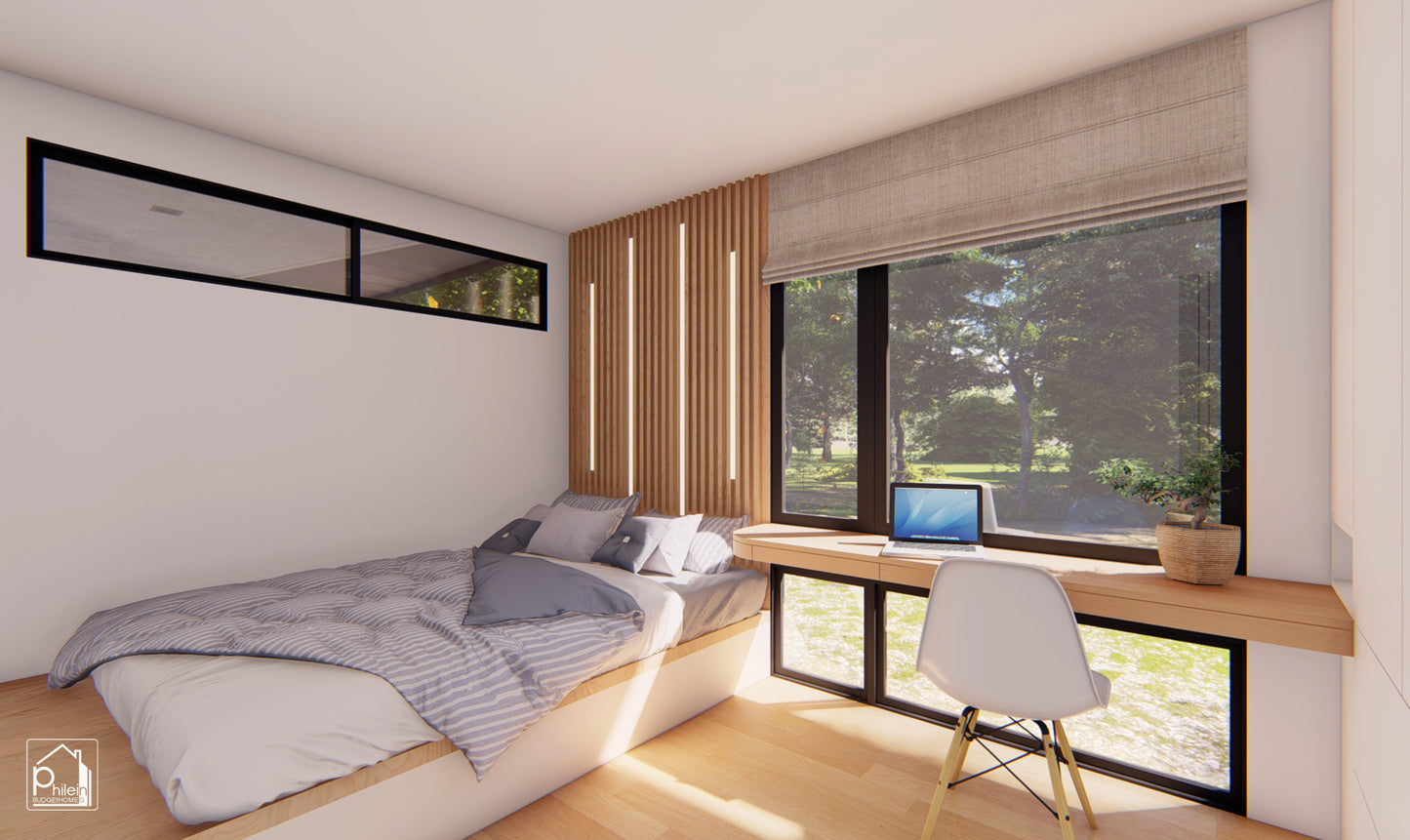 Kit de Diseño de Anthurium I 7 X 10 metros Plano de Planta y Alzados de Casa de Campo Moderna de 3 Dormitorios (DESCARGA DIGITAL)