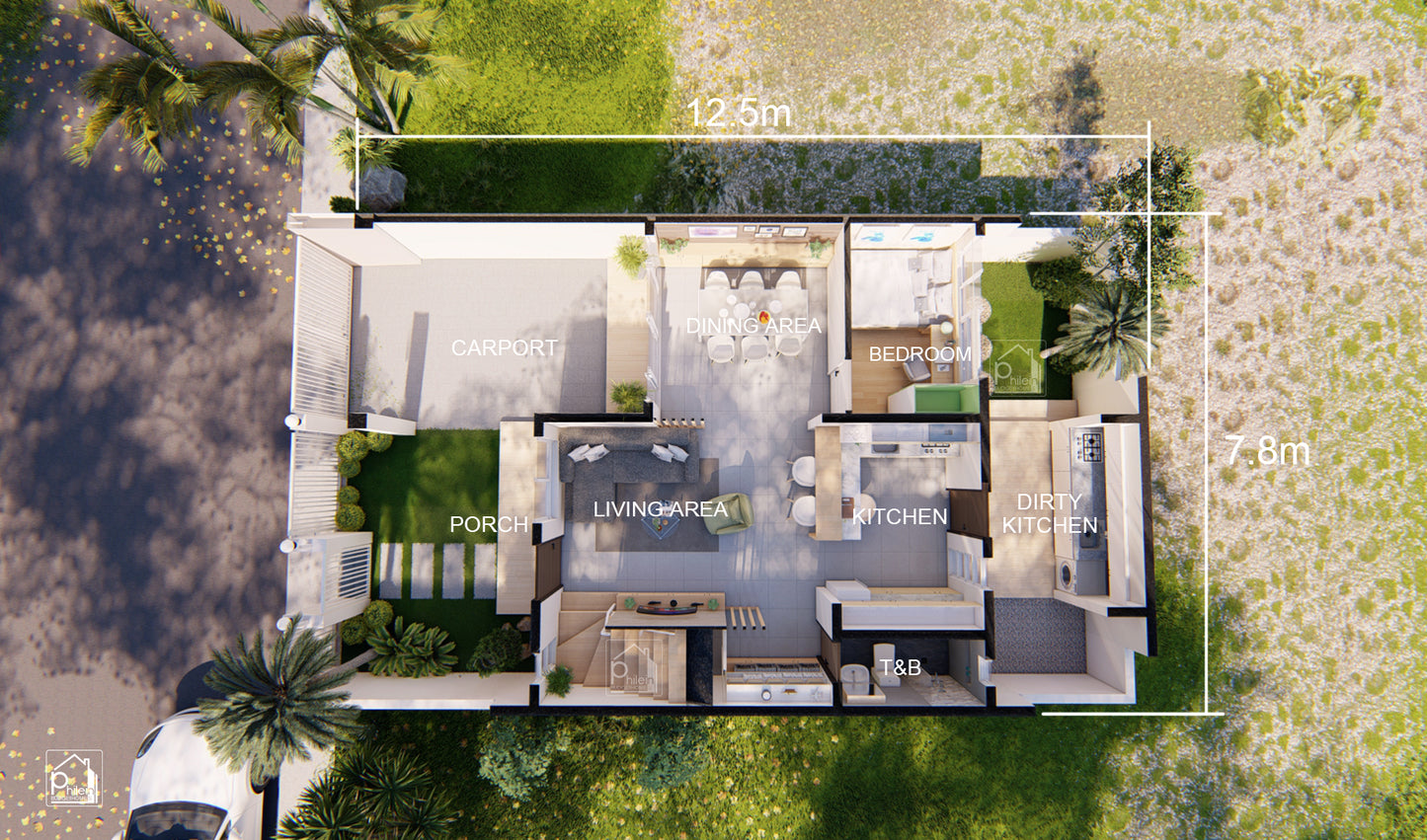 Carnation 2.0 Layout Kit | 4 Bedroom Small House Design Floor Plan & Elevations (DIGITAL DOWNLOAD)