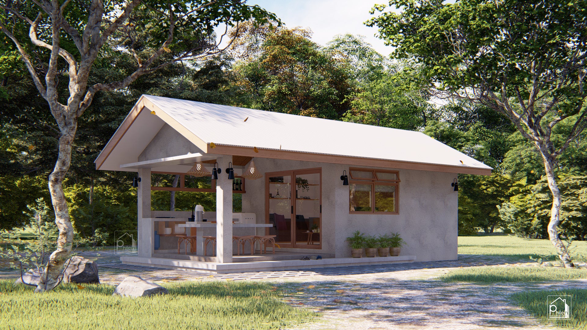 Cecil Layout Kit | 33sqm One Bedroom Simple Farmhouse Plan & Elevations (DIGITAL DOWNLOAD)