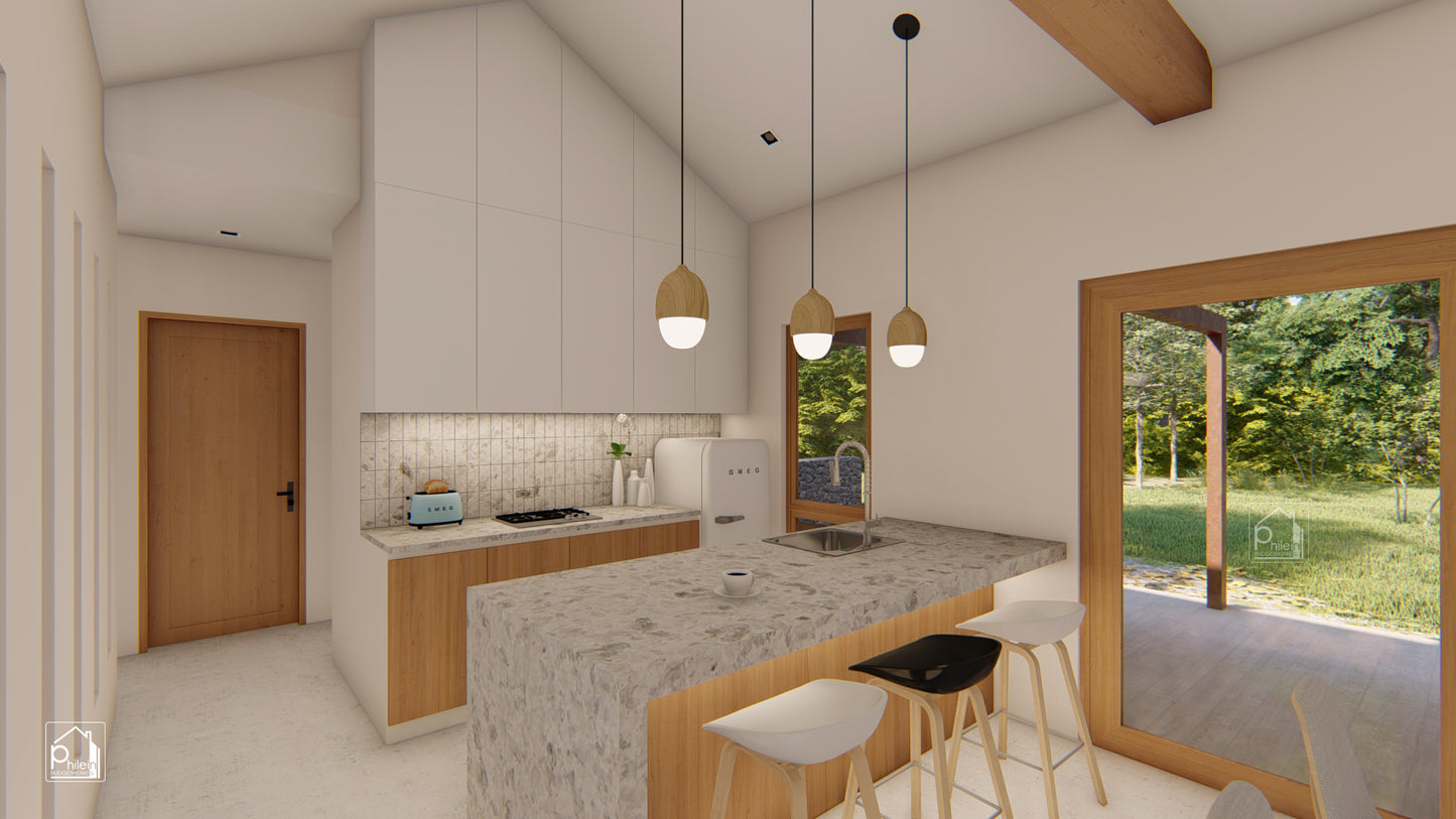 Magda Layout Kit | 78sqm L-Shape 3 Bedroom Small House Plan & Elevations (DIGITAL DOWNLOAD)