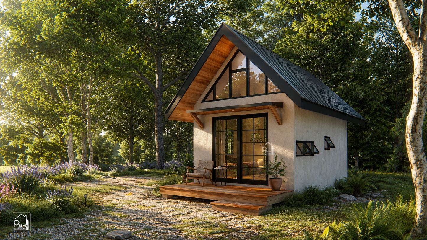 Jun Basic Kit | 30sqm One Bedroom Tiny House and a Loft Floor Plan (Instant Download)