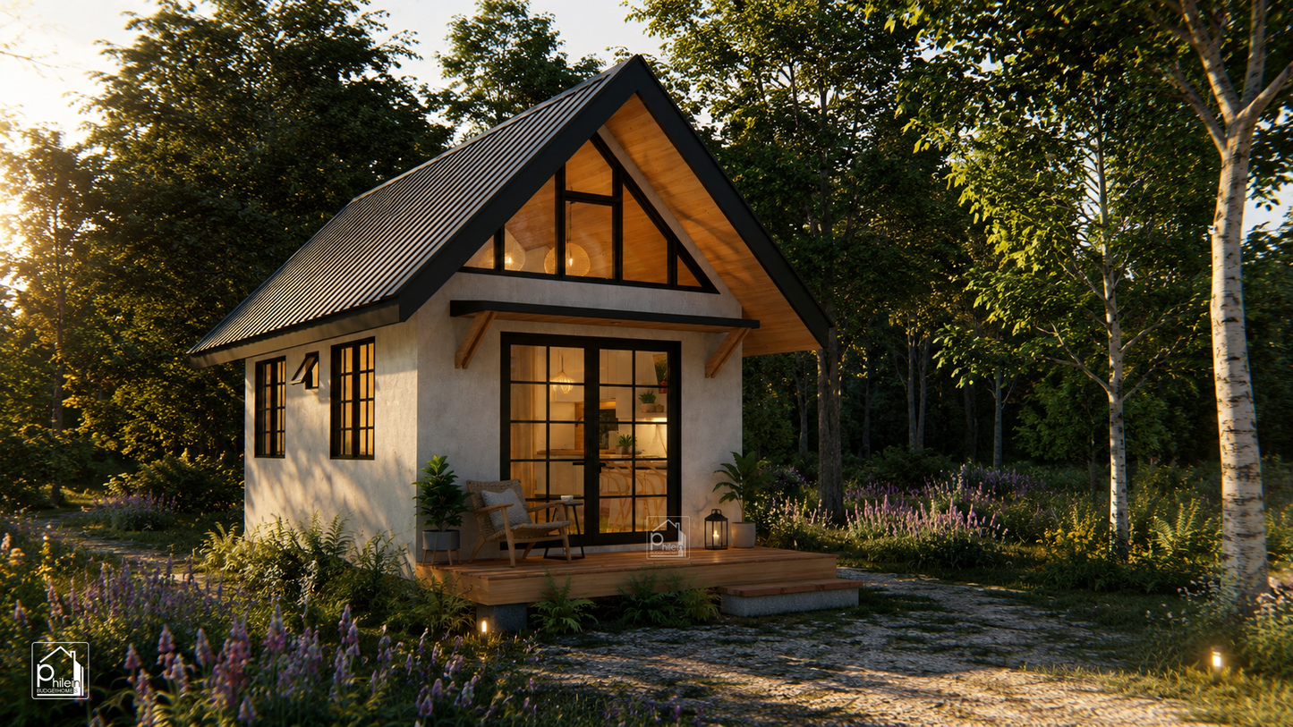 Jun Basic Kit | 30sqm One Bedroom Tiny House and a Loft Floor Plan (Instant Download)