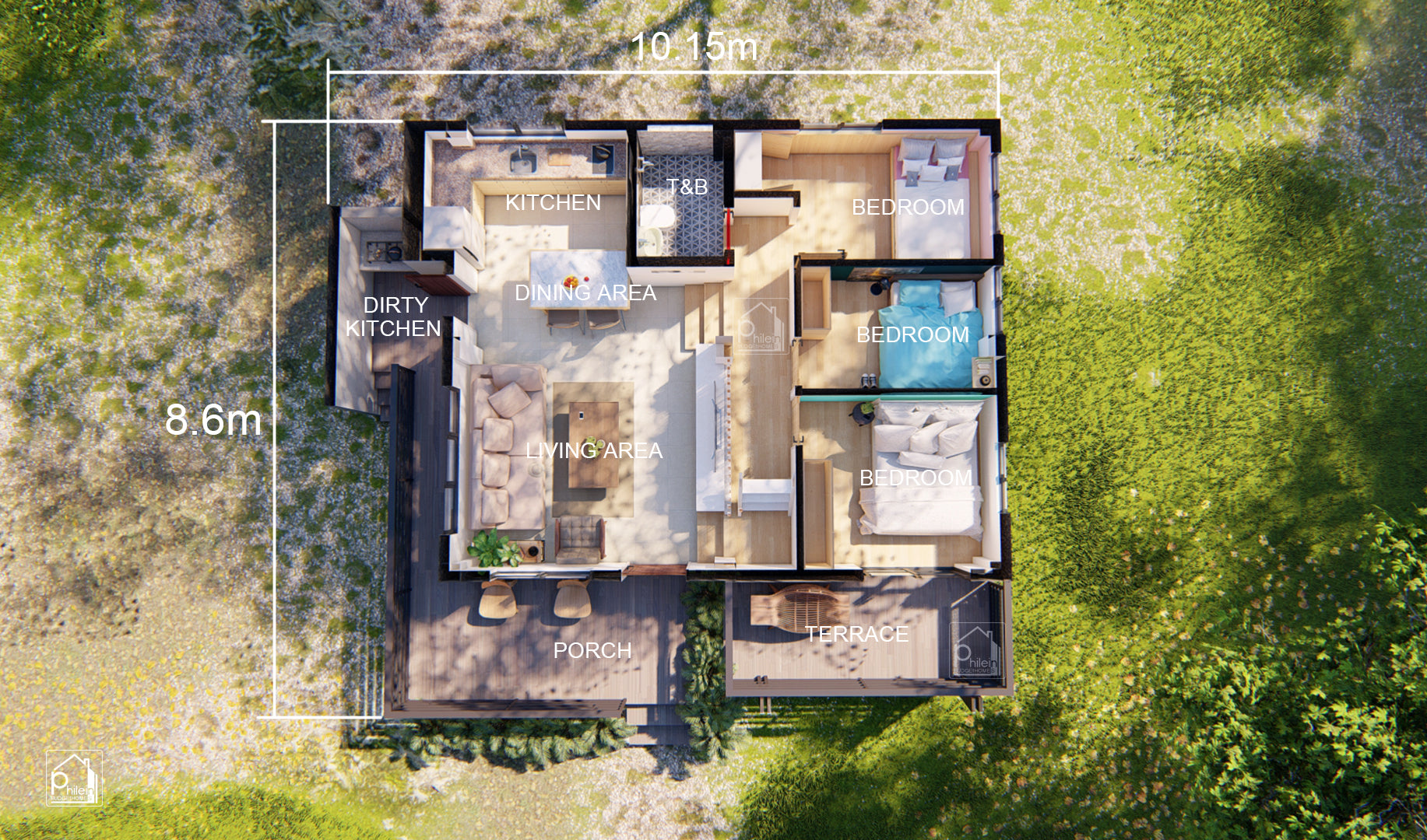 Lynx Basic Kit | 82sqm 3 Bedroom Modern Bahay Kubo with Attic Floor Plan (Digital Download)