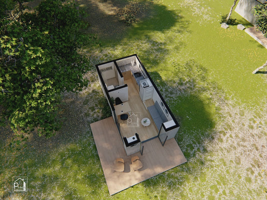 Topaz Layout Kit with CAD/DWG | 3m x 6m (27sqm) Modern Concrete Tiny Home with Loft Bedroom (Digital Download)