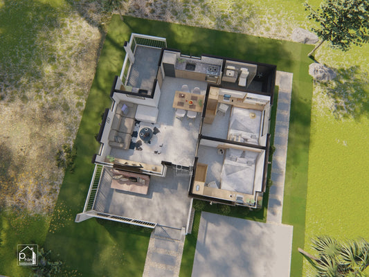 Blue-Bell Layout Kit | 43sqm Two Bedroom Small House Floor Plan & Elevations (DIGITAL DOWNLOAD)