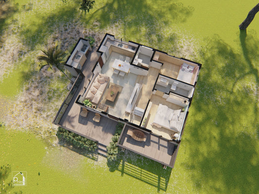 Lynx 2.0 Basic Kit | 8 x 10 meters 3 Bedroom Modern Bahay Kubo with Attic Floor Plan (Digital Download)