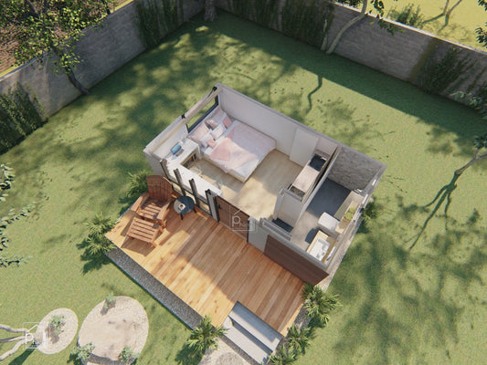 Tulip Basic Kit | 15sqm Modern Backyard Cabin Floor Plan (Digital Download)