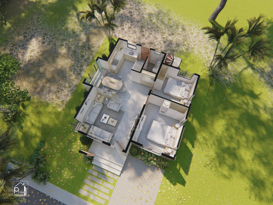 Lotus Basic Kit | 64sqm Two Bedroom Small House with Roof Deck Floor Plan (Digital Download)