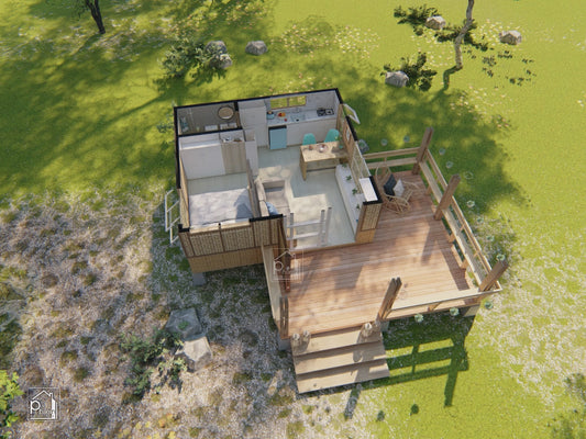Vela Layout Kit with CAD/DWG file | 18sqm Modern Bahay Kubo Floor Plan & Elevations (Instant Download)
