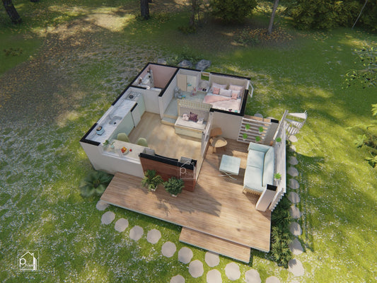 Aster Basic Kit | 20sqm One Bedroom Small House with Roof Deck Floor Plan (DIGITAL DOWNLOAD)