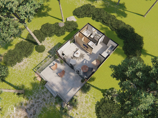 Santan Layout Kit with CAD/DWG file | 40sqm Charming Small House Perfect for Airbnb Rental, Floor Plan & Elevations (Digital Download)