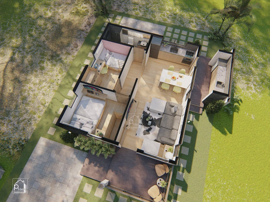 Poppy Basic Kit | 48sqm 2 Bedroom Modern Small House Floor Plan (Digital Download)