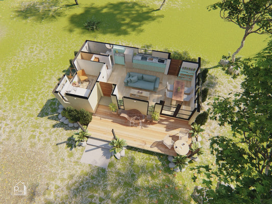 Lily 2.0 Basic Kit | 53sqm 2 Bedroom Small House with Attic Floor Plan (Digital Download)