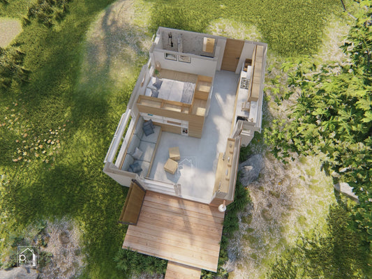 Tinyhouse Layout Kit with CAD/DWG file | 28sqm Simple Yet Functional Tiny House Design Floor Plan & Elevations (Instant Download)