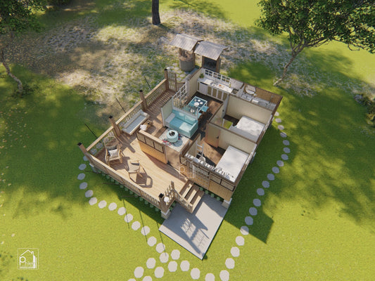 Pyxis Basic Kit | 30sqm Two Bedroom Modern Bahay Kubo Floor Plan (Digital Download)