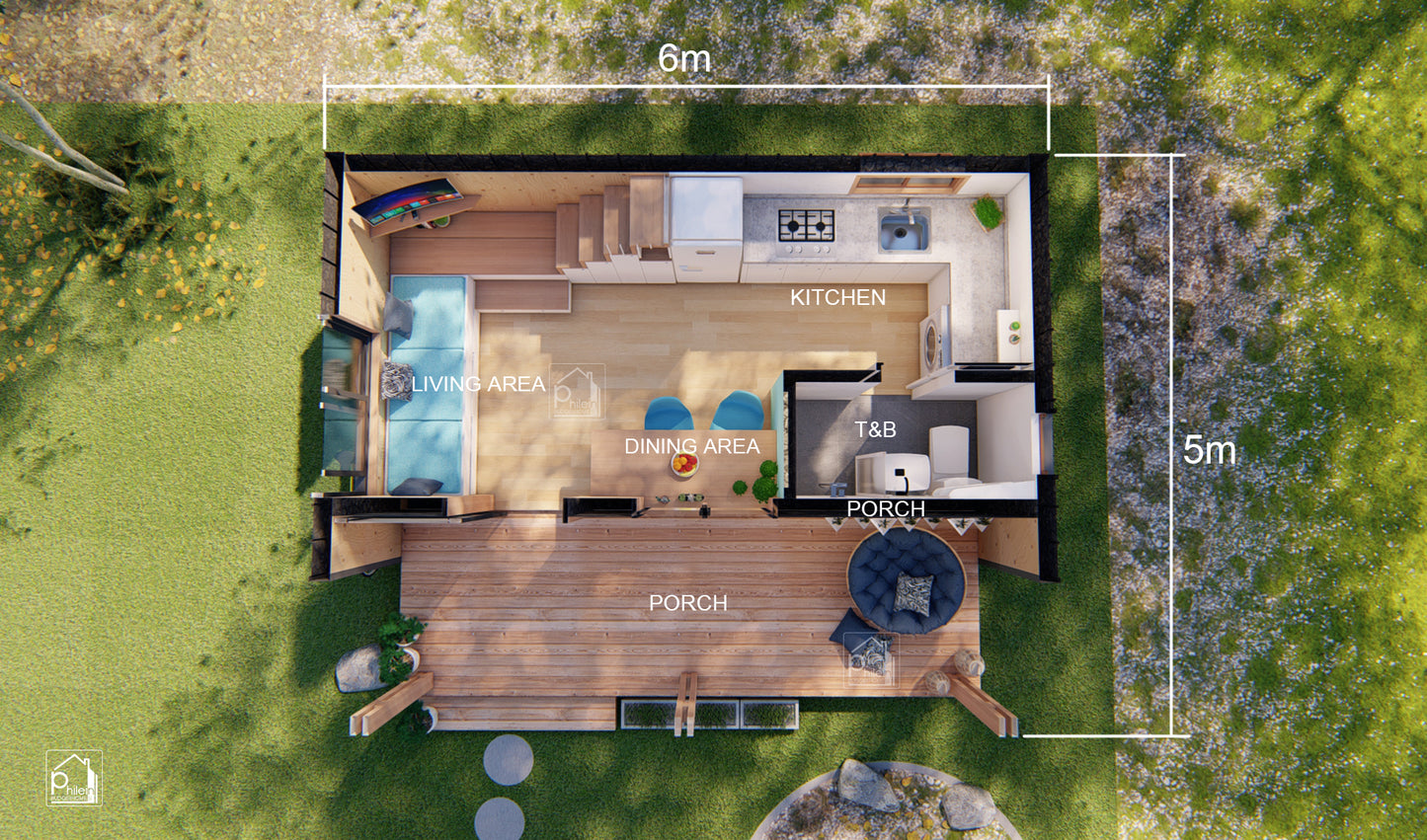 Primrose Layout Kit with CAD/DWG file | 26 sqm Tiny House Design with Loft Floor Plan & Elevations (Digital Download)