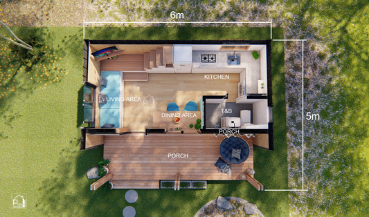 Primrose Layout Kit with CAD/DWG file | 26 sqm Tiny House Design with Loft Floor Plan & Elevations (Digital Download)