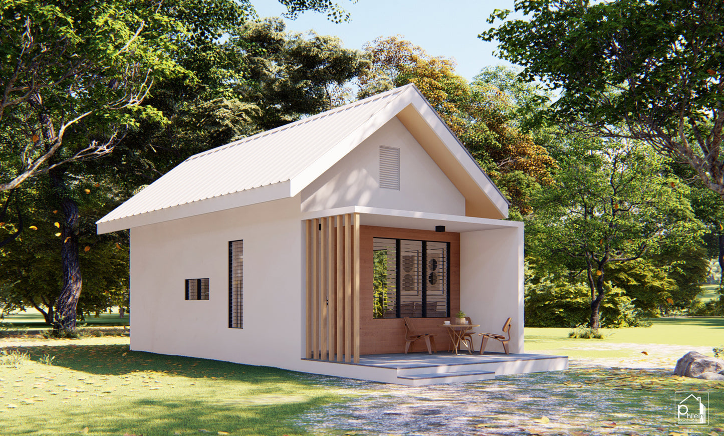 Quartz Layout Kit with CAD/DWG file | 44 sqm Practical Small House Design with Cozy Loft, Floor Plan & Elevations (Digital Download)