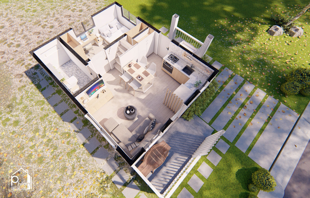 Freesia 3.0 Basic Kit | 53sqm Two Bedroom Small House with Attic Floor Plan (DIGITAL DOWNLOAD)