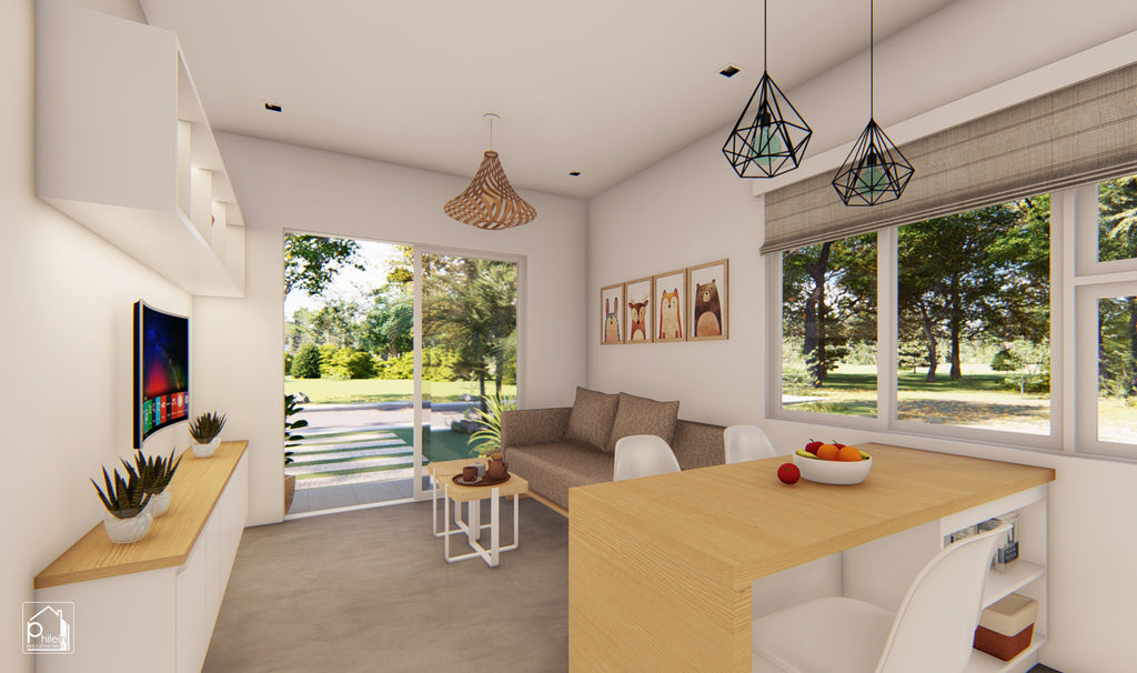 Ren Layout Kit | 38sqm Charming One Bedroom Modern Small House Design Floor Plan & Elevations (Digital Download)