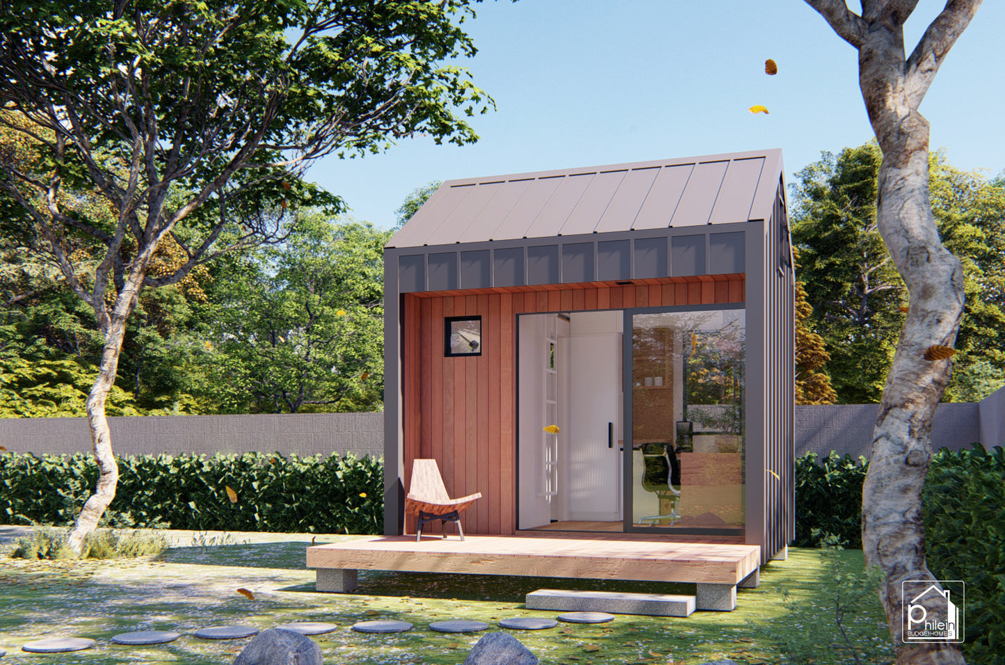 Violet Layout Kit with CAD/DWG file  | 113 sqft Compact Backyard Office Pod Floor Plan & Elevations (Digital Download)