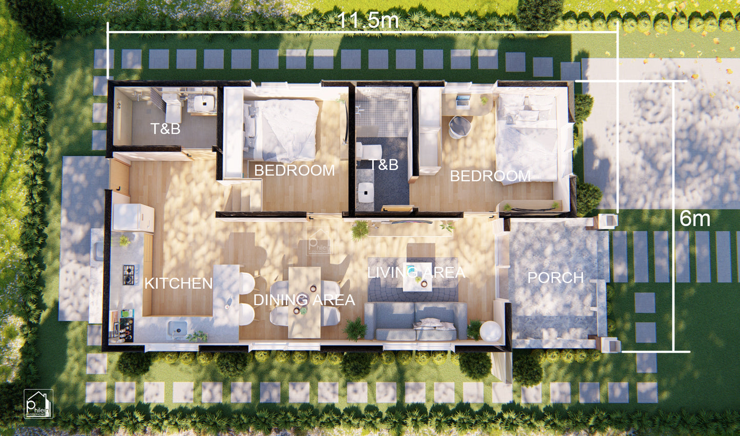 Nerine Layout Kit | 78sqm Modern Two-Story Small House Floor Plan & Elevations (Digital Download)