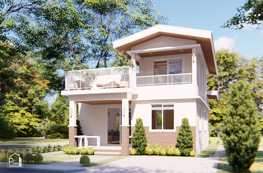 Kit de diseño Nerine | Plano de planta y alzados de casa pequeña moderna de dos pisos de 78 m² (Descarga digital)