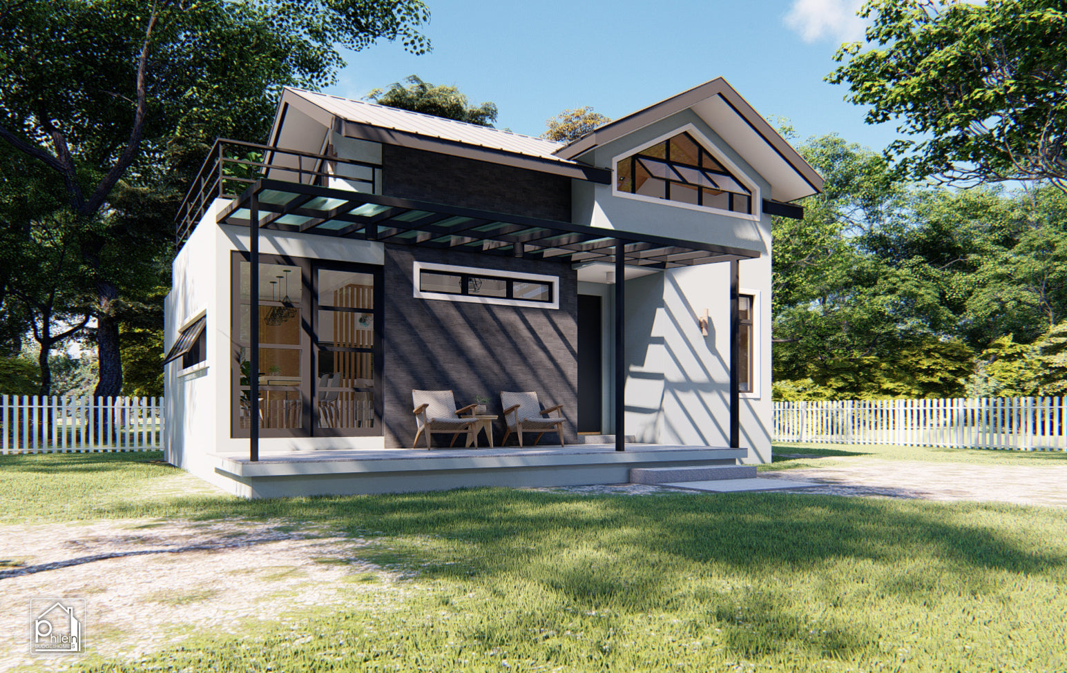 Lily 3.0 Layout Kit | 60sqm 2 Bedroom Small House with Attic Floor Plan & Elevations (Digital Download)