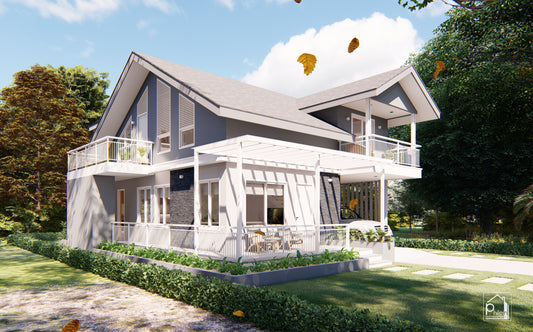 Lynx 4.0 Basic Kit | 120sqm Modern # bedroom Small House with Attic Floor Plan (Digital Download)