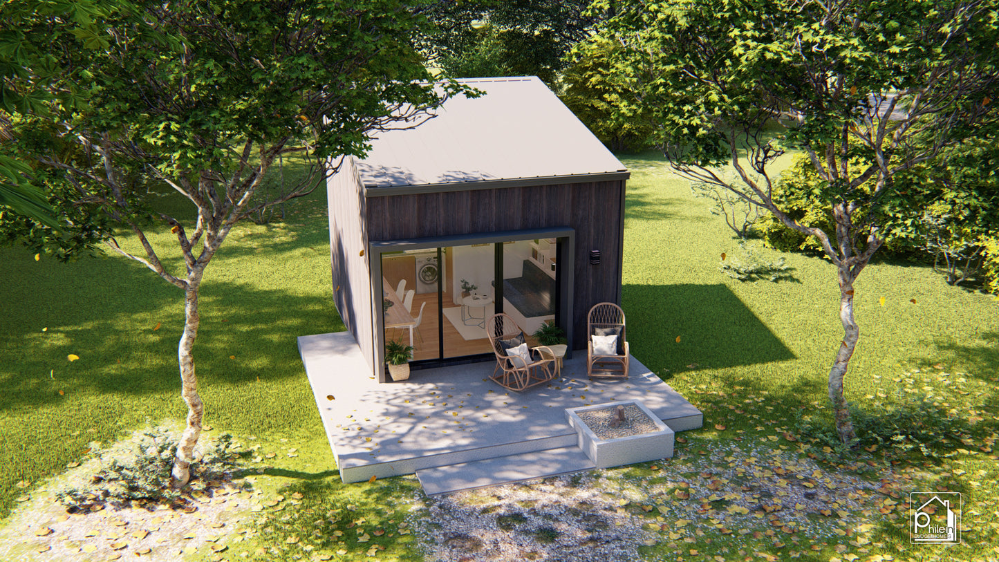 Lone 2.0 Layout Kit | 30sqm Simple Cabin in the Woods Floor Plan & Elevations (Digital Download)