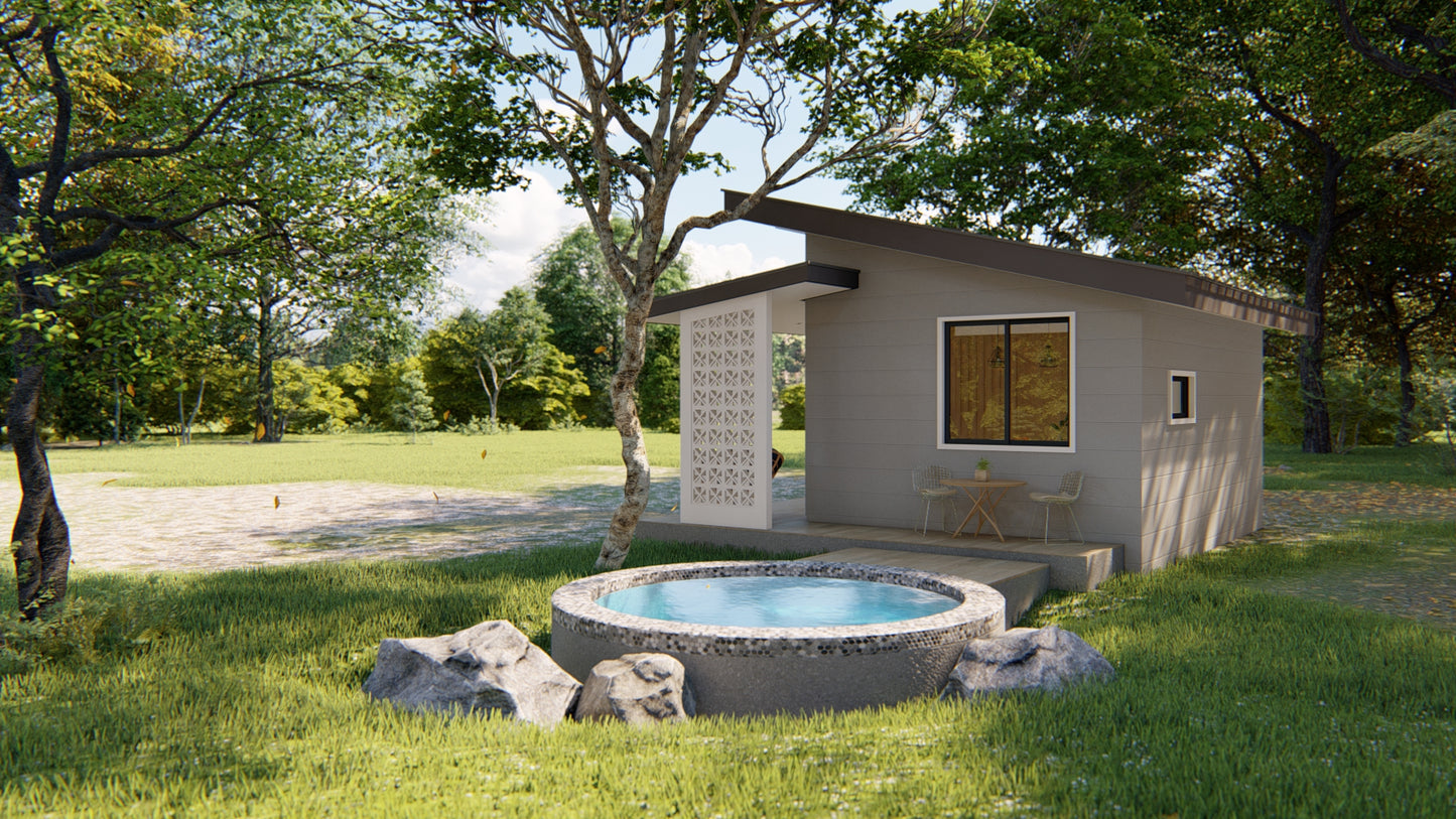 Kit básico Beryl | Plano de planta de casa diminuta de un dormitorio de 20 m² (descarga digital)