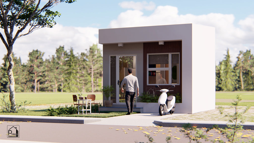 Garnet Layout Kit | 4 x 4 meters One Bedroom Small House Plan & Elevations (DIGITAL DOWNLOAD)