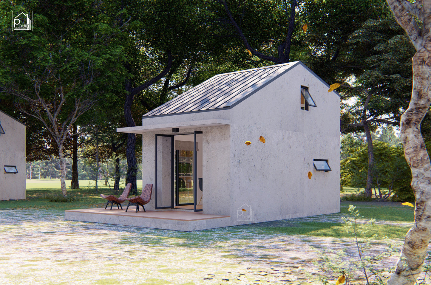 Topaz Layout Kit | 27sqm Modern Concrete Tiny Home with Loft Bedroom Floor Plan & Elevations (Digital Download)