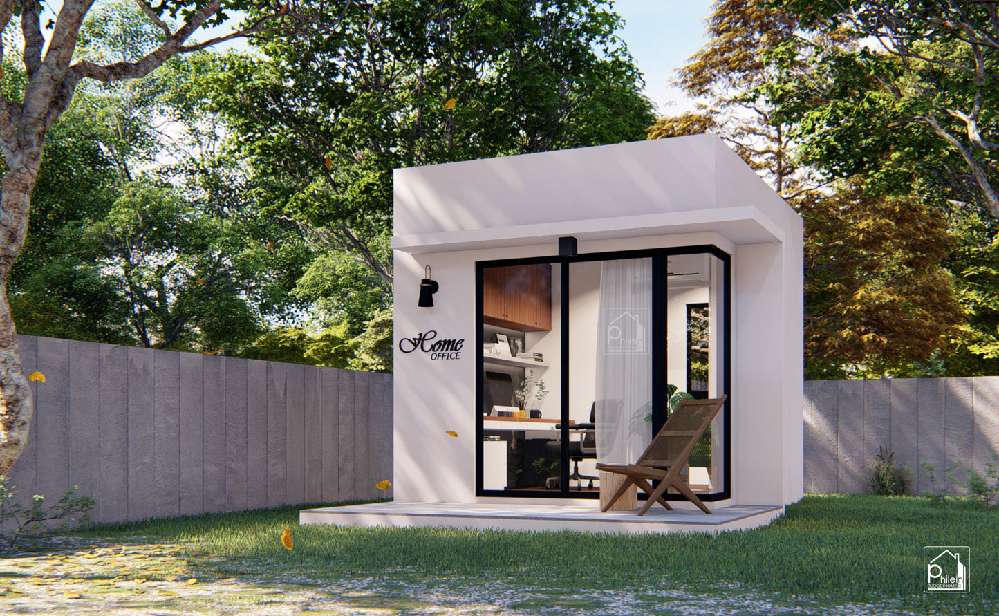 Zircon Layout Kit | 12 sqm Modern Backyard Office Design Floor Plan & Elevations (Digital Download)