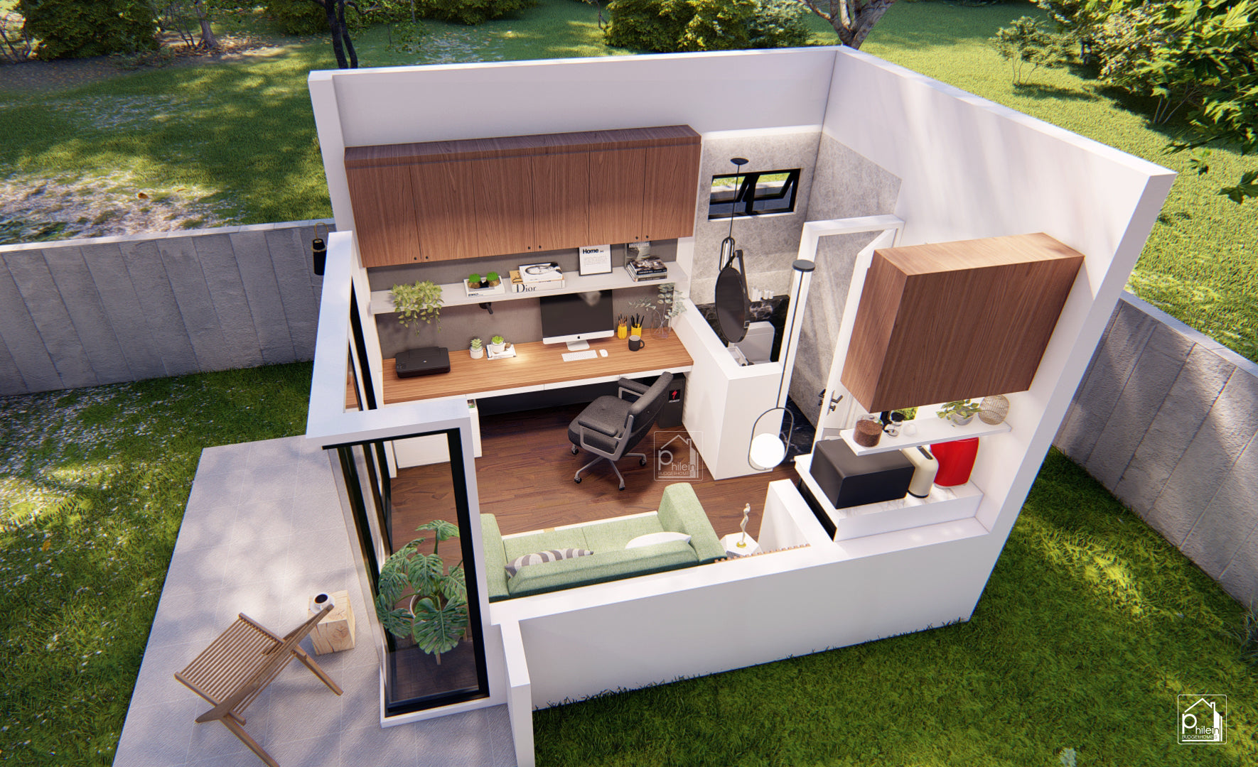 Zircon Basic Kit | 12 sqm Modern Backyard Office Design Floor Plan (Digital Download)