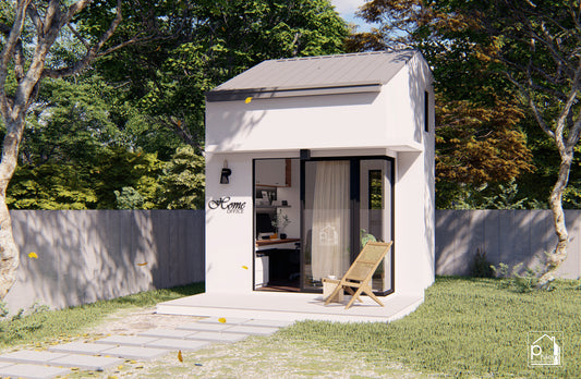 Zircon 2.0 Layout Kit with CAD/DWG file | Modern Backyard Office Design with Loft Bed, Floor Plan & Elevations (Digital Download)