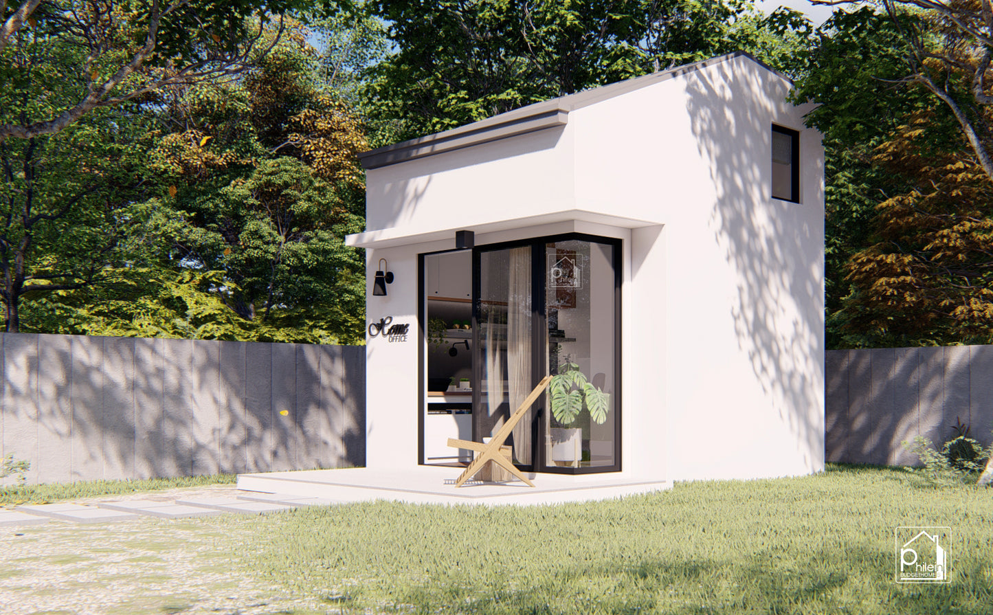 Zircon 2.0 Layout Kit with CAD/DWG file | Modern Backyard Office Design with Loft Bed, Floor Plan & Elevations (Digital Download)