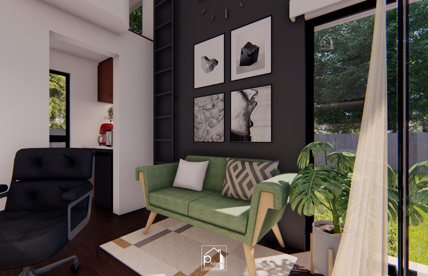 Zircon 2.0 Layout Kit with CAD/DWG file | Modern Backyard Office Design with Loft Bed, Floor Plan & Elevations (Digital Download)