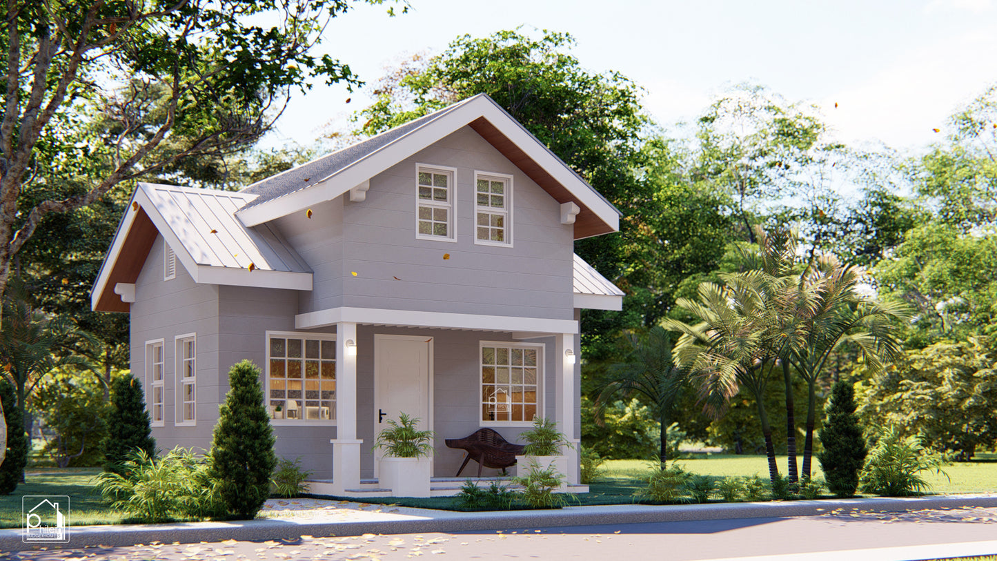 Emerald 2.0 Layout Kit | 58sqm Two Bedroom House with Attic Floor Plan & Elevations (DIGITAL DOWNLOAD)