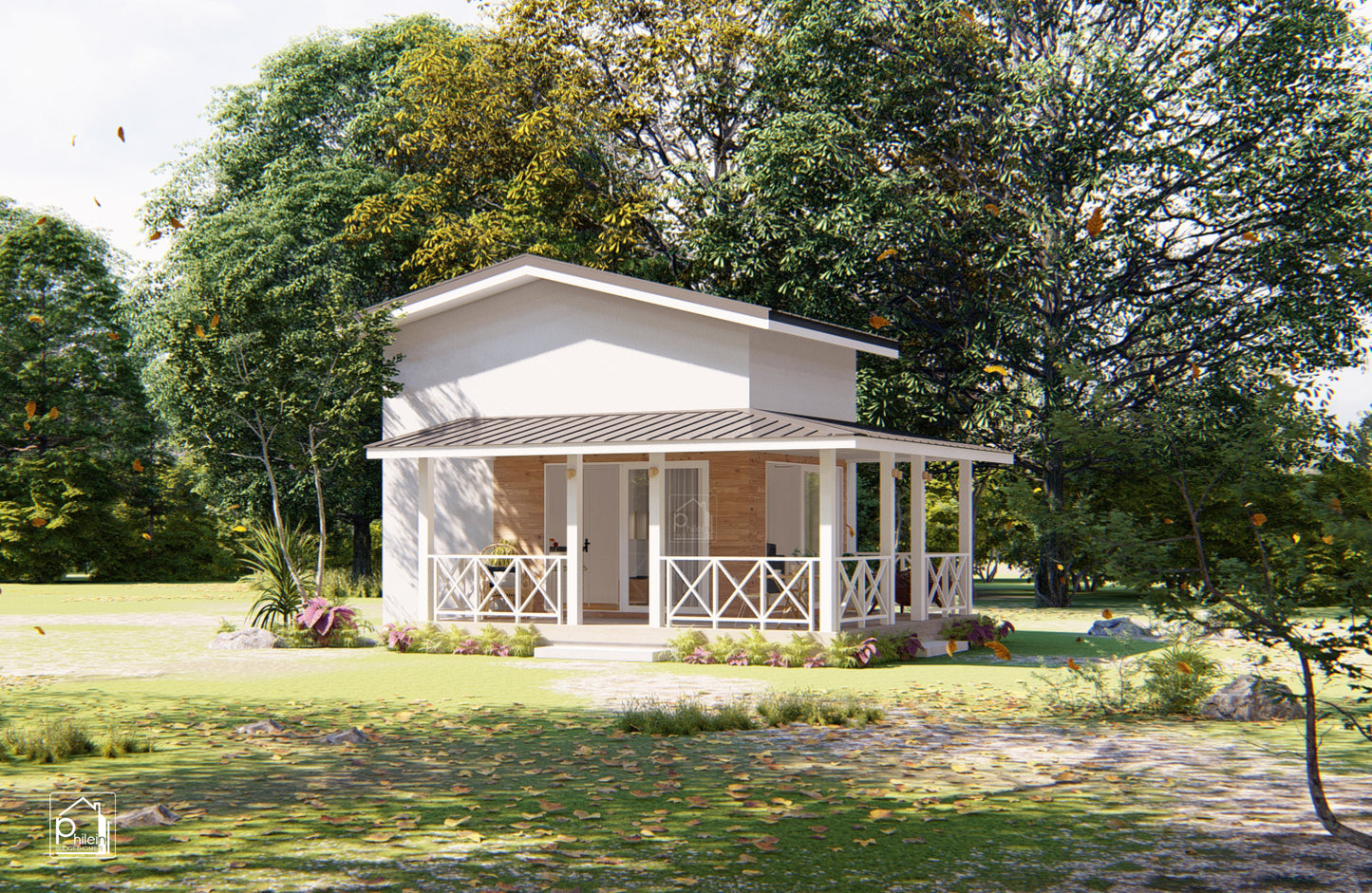 Delia Layout Kit with CAD/DWG file | 35sqm Simple Tiny House with Loft, Floor Plan & Elevations (Digital Download)