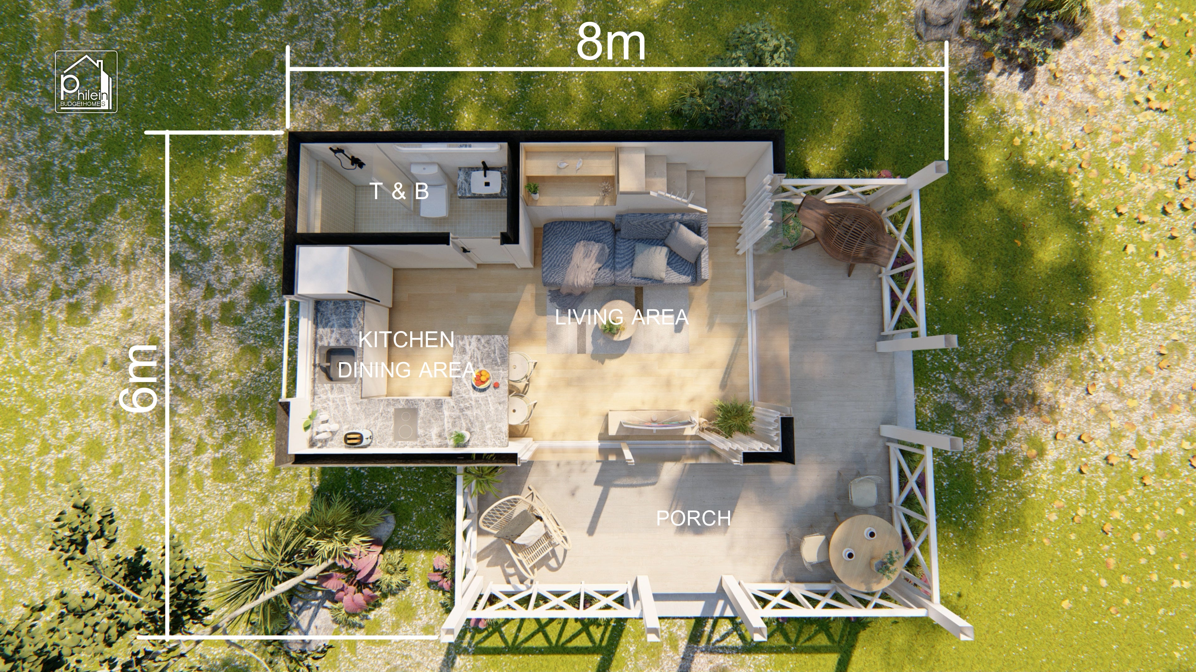 Delia Basic Kit | 35sqm Simple Tiny House with Loft, Floor Plan (Digital Download)