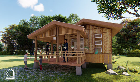 Kit de diseño Vela | Plano de planta y alzados de Bahay Kubo moderno de 18 m² (descarga digital)