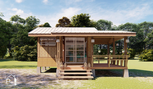 Kit de diseño Vela | Plano de planta y alzados de Bahay Kubo moderno de 18 m² (descarga digital)