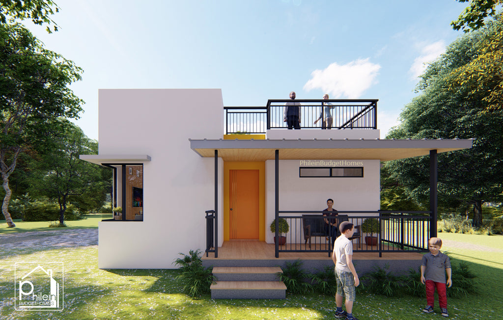 Musca Layout Kit | 45sqm Modern Two Bedroom House with Roof Deck Floor Plan & Elevations (Digital Download)