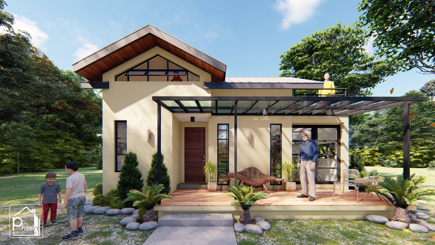 Lily 2.0 Layout Kit | 53sqm 2 Bedroom Small House with Attic Floor Plan & Elevations (Digital Download)