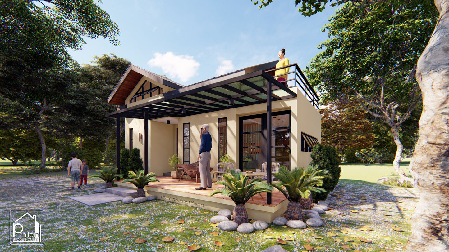 Lily 2.0 Layout Kit | 53sqm 2 Bedroom Small House with Attic Floor Plan & Elevations (Digital Download)