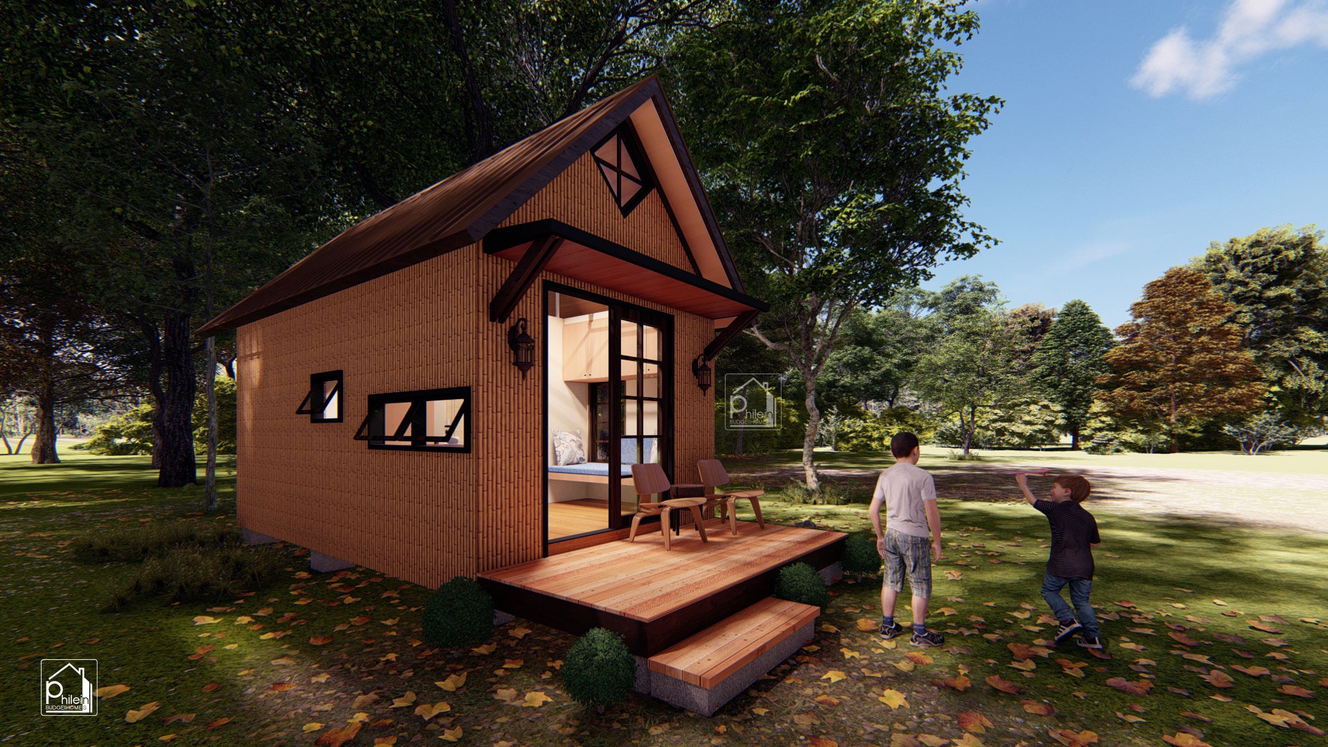 Daisy Layout Kit | Simple Bamboo House Design with One Bedroom and a Loft, Floor Plan & Elevations (Digital Download)